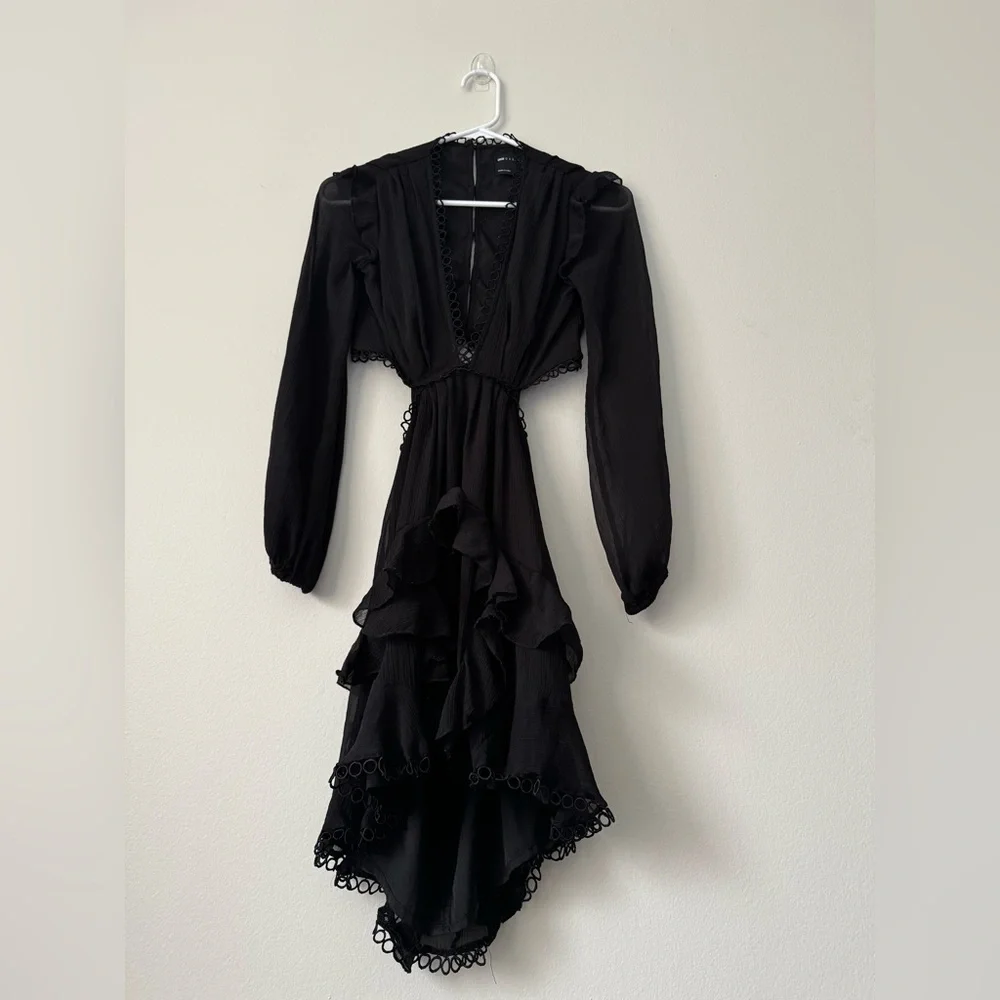 ASOS DESIGN mini dress with long sleeve and circle trim Sz 0 - Picture 6 of 12